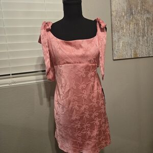 B Darlin Rose-Pink Satin Tie-Strap Mini Dress